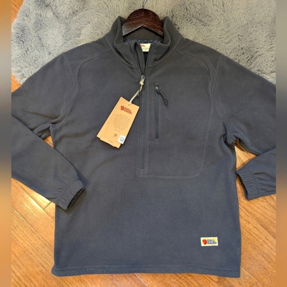 Fjallraven Fleece Quarter Zip Sweater Lightweight Packable - Vardag dark grey